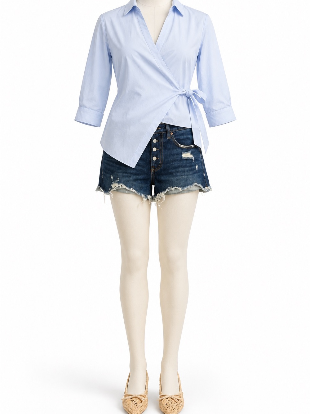 Old Navy Dark Blue Distressed Denim Button-Front Shorts